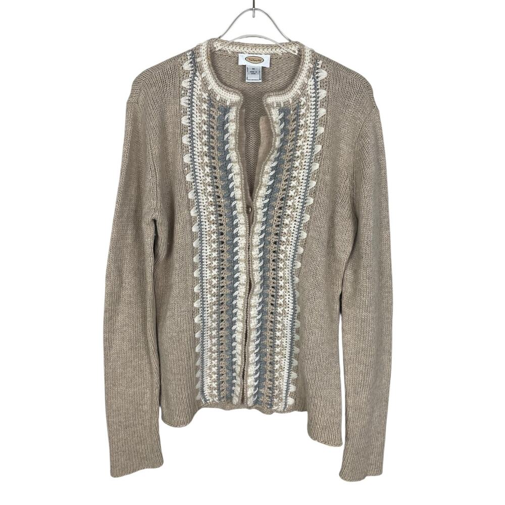 Vintage Talbots Cardigan Sweater Lambswool Angora Cashmere Cottage Beige Size M